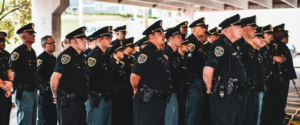 police officers lined up at a ceremony